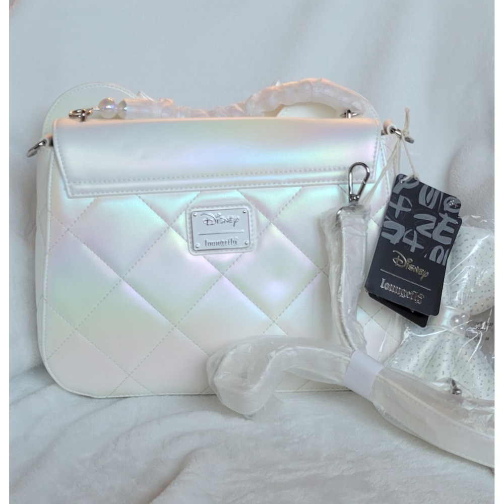 Loungefly Disney Minnie Iridescent quilted Wedding Crossbody Bag - Picture 2 of 10